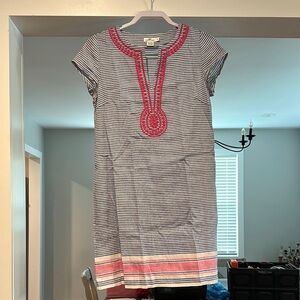 Vineyard Vines Striped Dress with Pink Embroidery